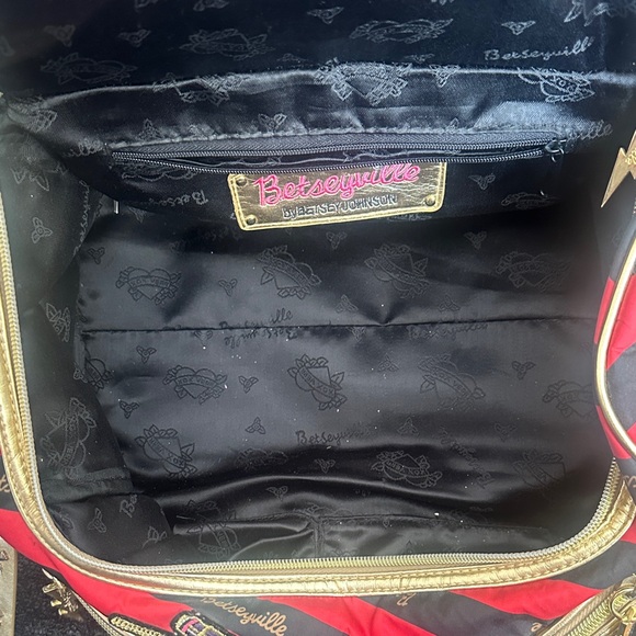 Betseyville Red & Black Stripe Cosmetic Satchel by Betsey Johnson - Picture 7 of 7